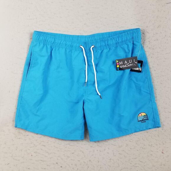 Maui and Sons Shorts Mens 3XL Blue Pool Swim Trunks Elastic Waist Mesh Lined - Picture 1 of 16
